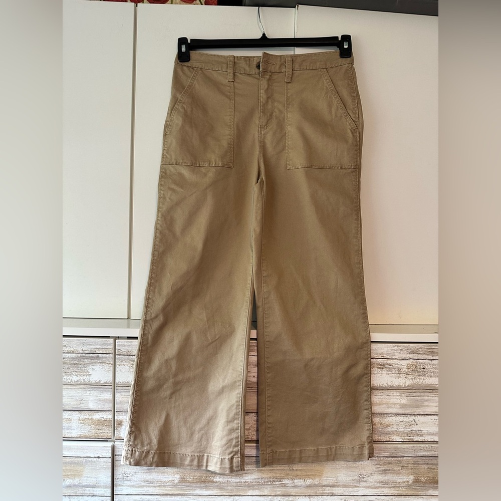 👖 Style & Co Khaki Wide Leg Utility Pants Size 8 Stretch Cotton